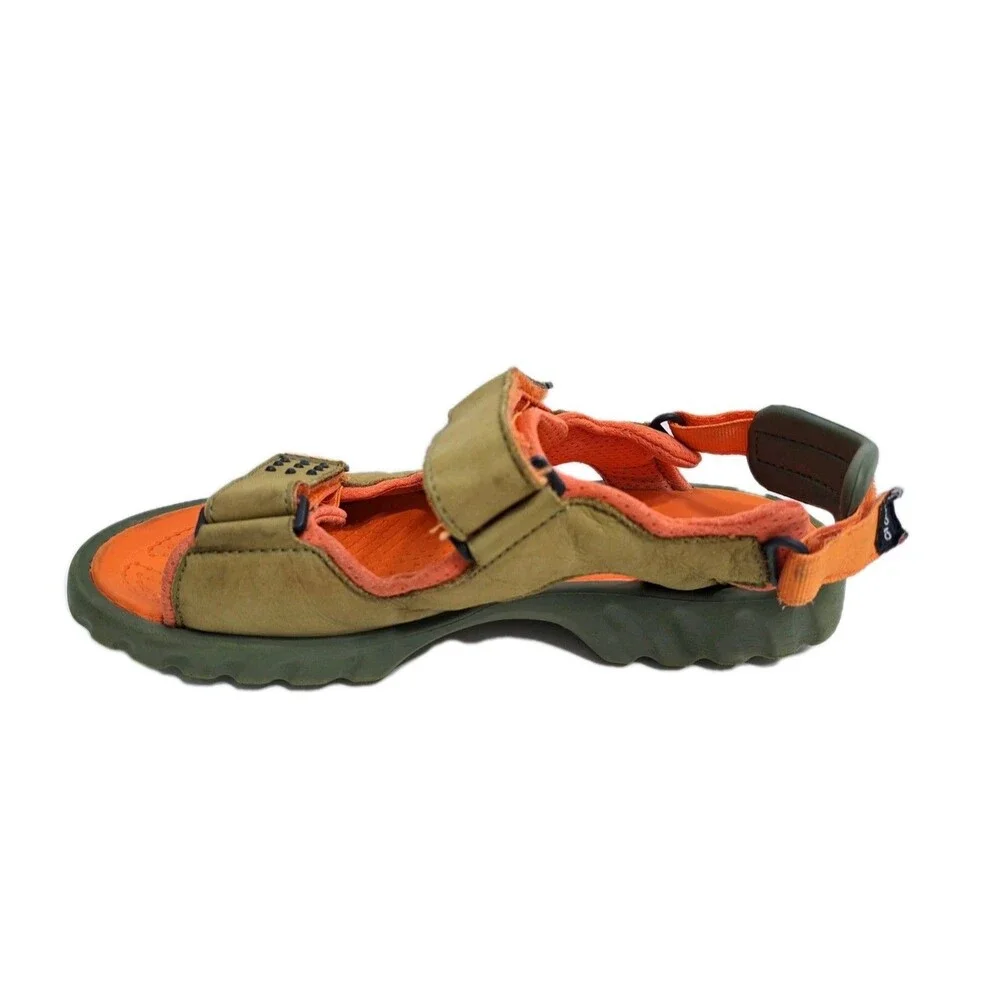 Crocs Tikali Mens 12 Suede Slip On Adjustable Sandals Trail Orange Green Straps